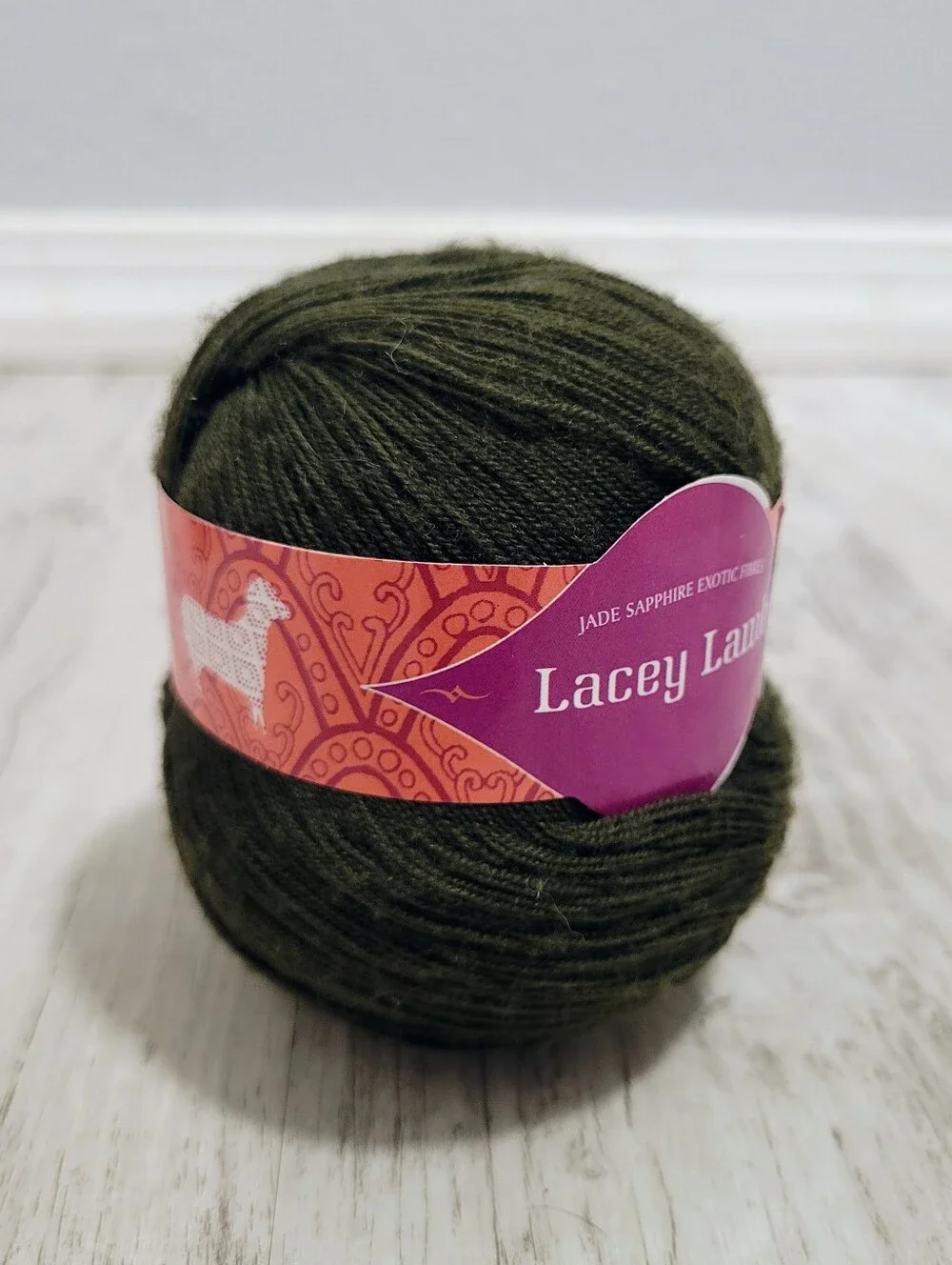 Jade Sapphire Lacey Lamb 529 Spanish Moss Green 100% Extrafine Lambs Wool Yarn